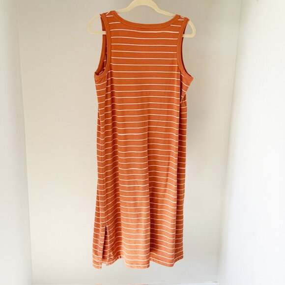 J.Jill Striped French Terry Dress, Orange and White, V-neck, Size M - Picture 3 of 5